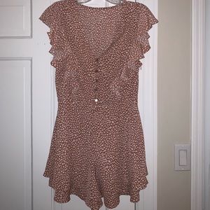 patterned and ruffled romper